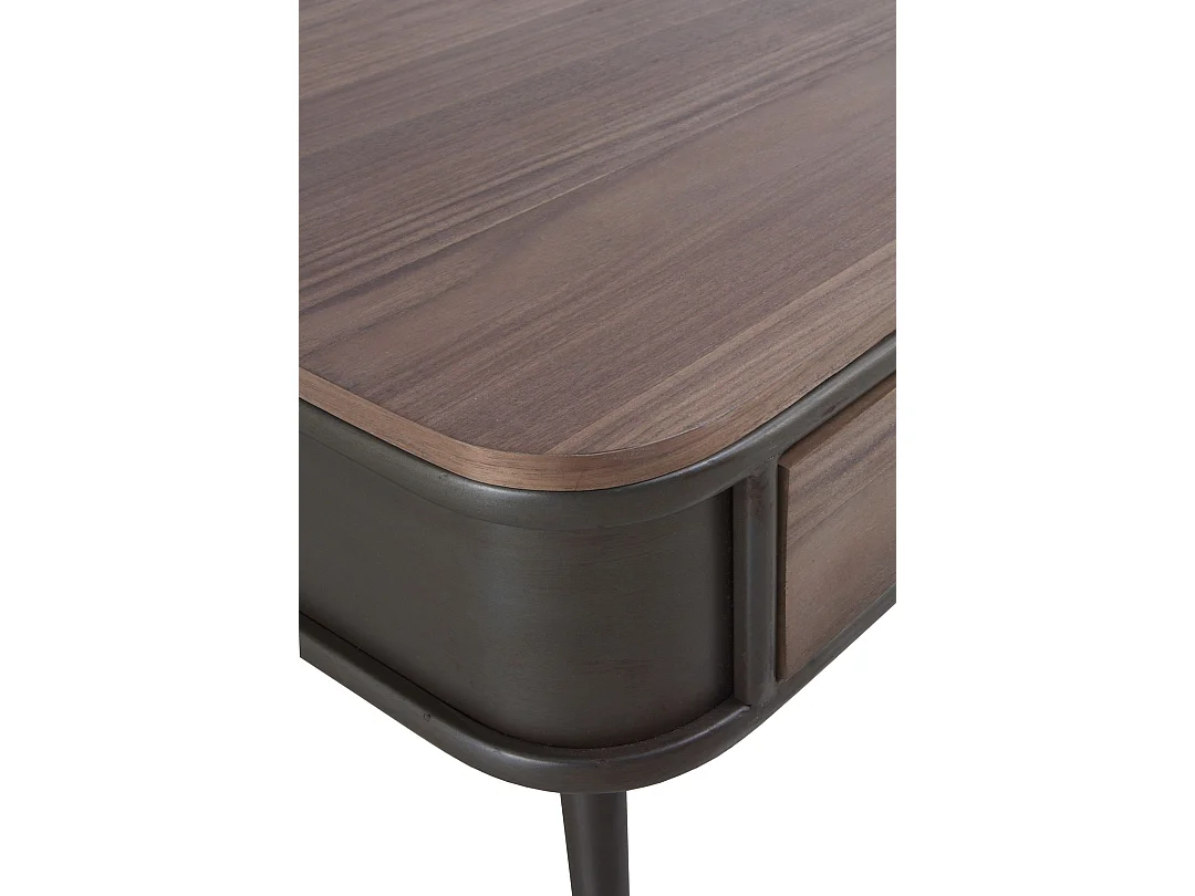 Couchtisch aus Metall mit Platte und 2 Holzschubladen