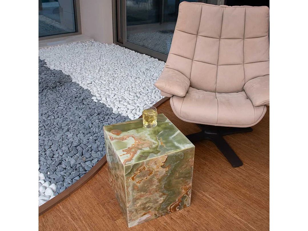 Mesa de centro cuadrada de mármol ónix verde