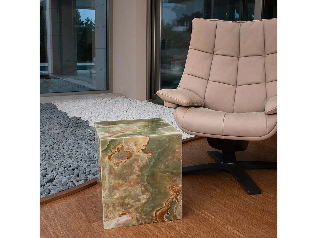 Mesa de centro cuadrada de mármol ónix verde