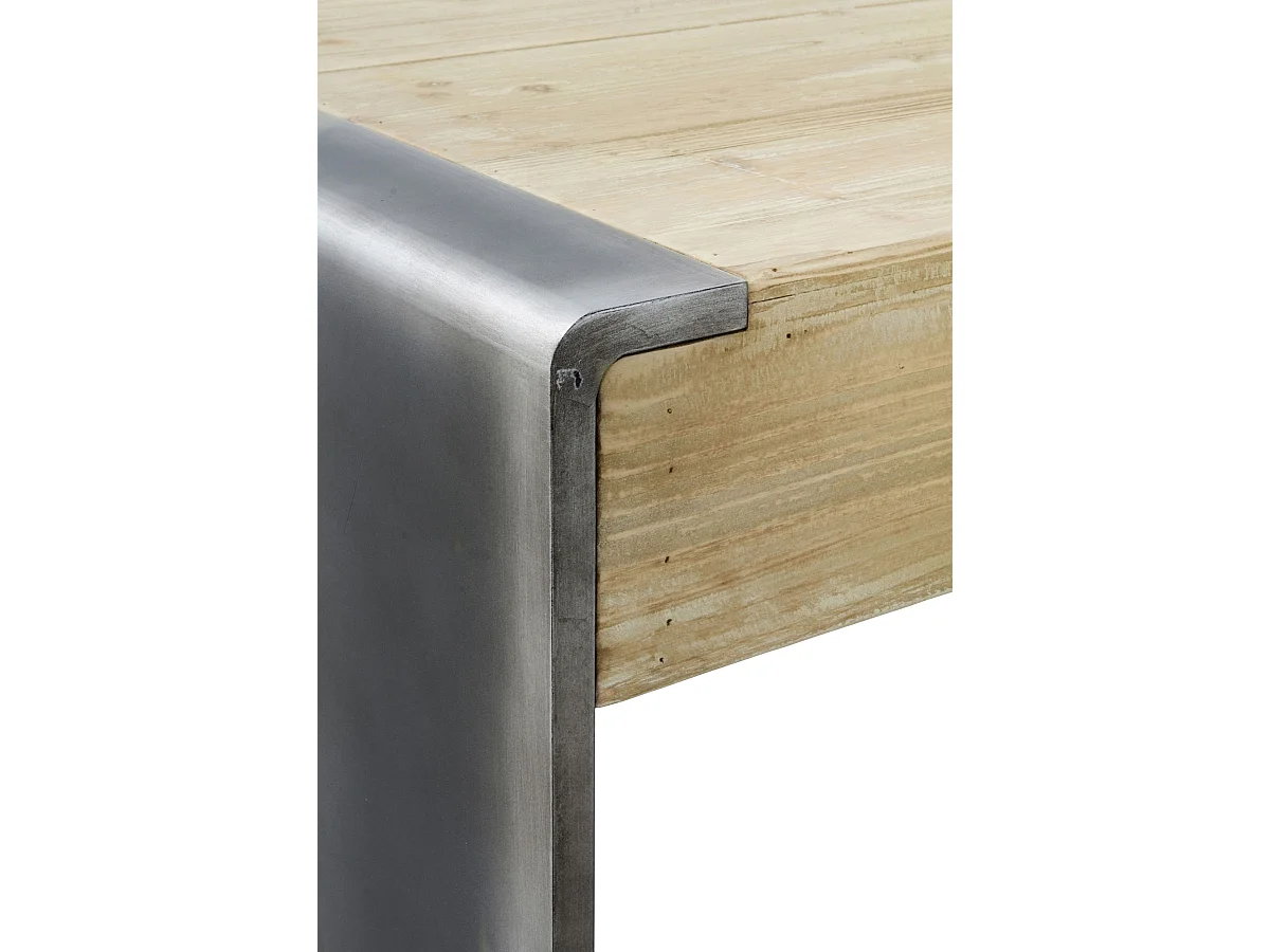 Couchtisch mit Fichtenfurnier und metallfarbig lackierten Seiten