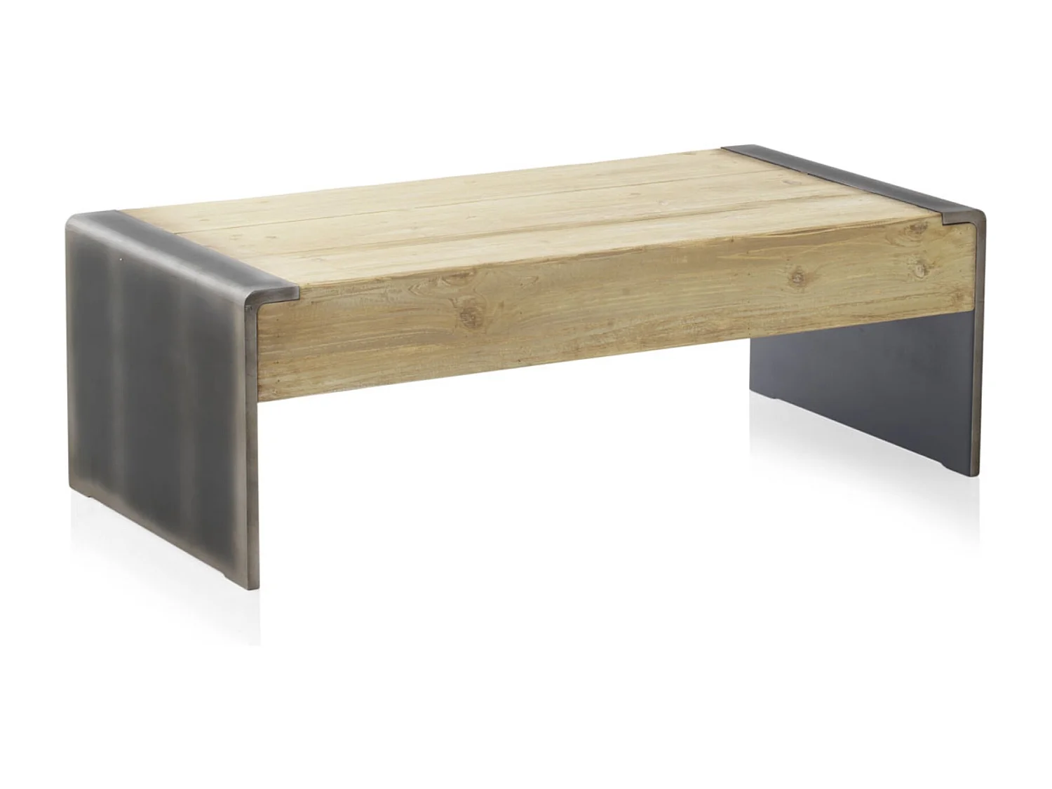 Table basse plaquée sapin et côtés laqués couleur métallique