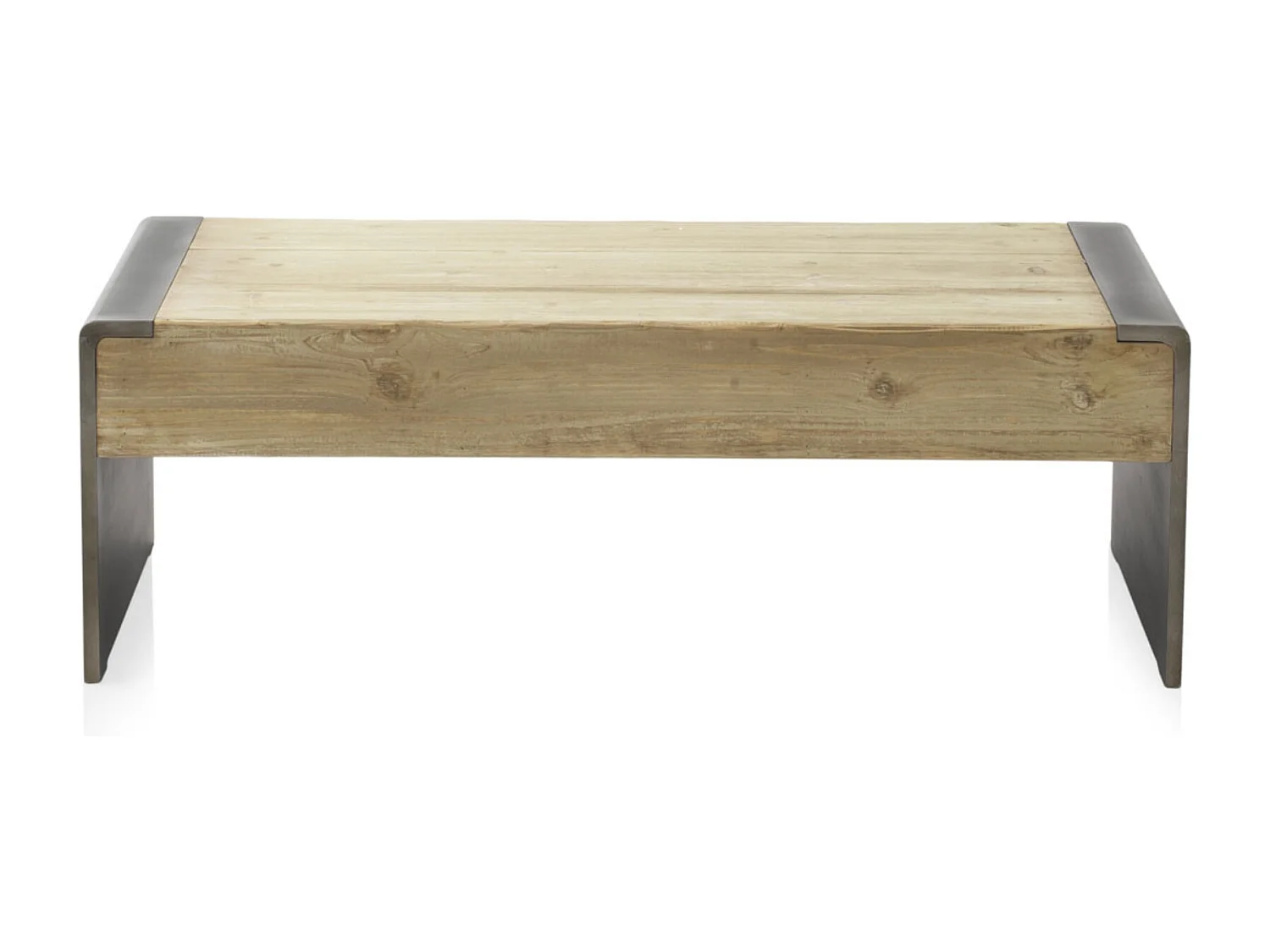 Table basse plaquée sapin et côtés laqués couleur métallique