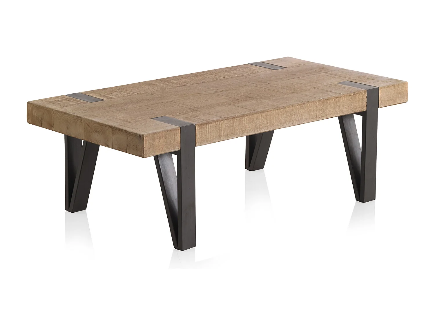 Salontafel van hout met metalen poten