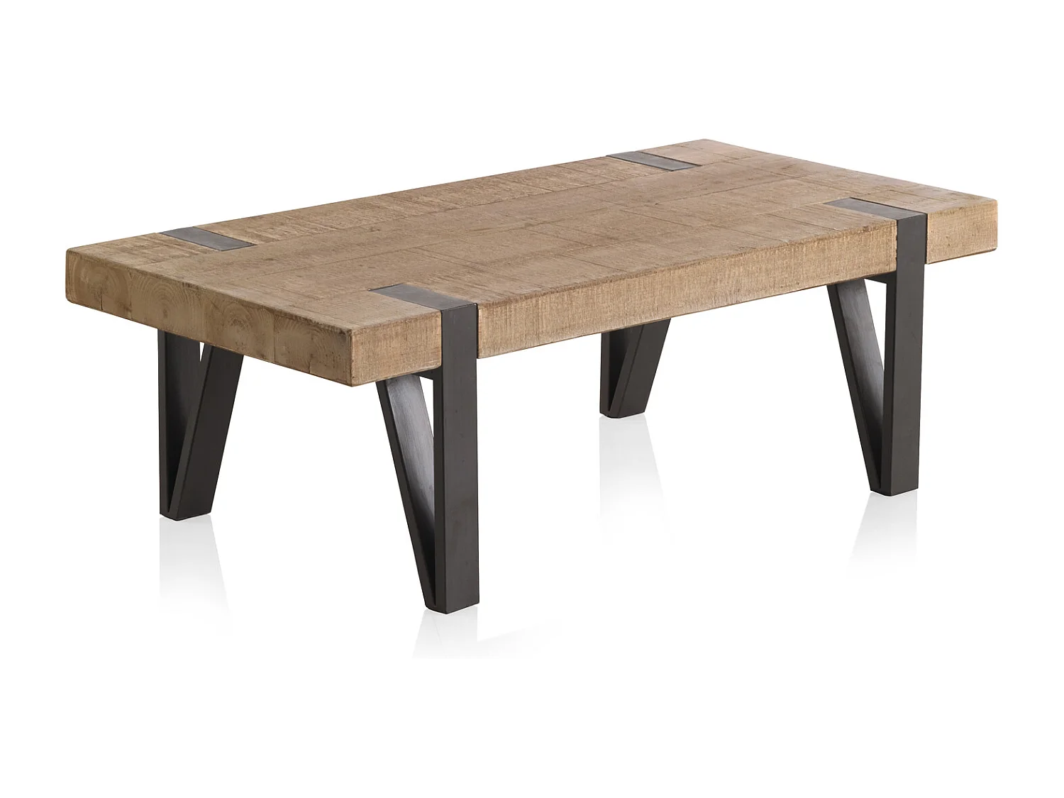 Salontafel van hout met metalen poten