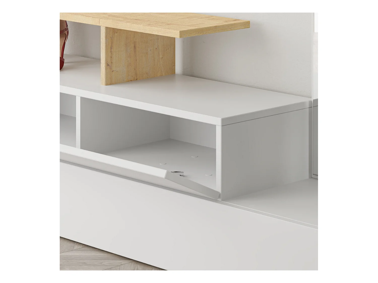 Meuble d'entrée bois-blanc et porte-manteaux RAMAR