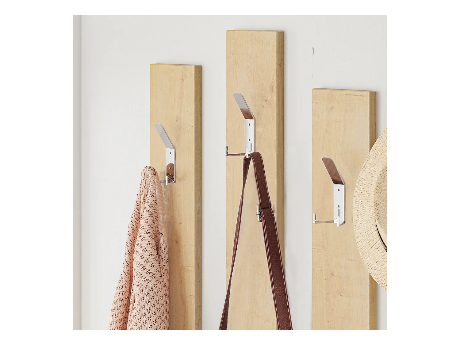 Meuble d'entrée bois-blanc et porte-manteaux RAMAR