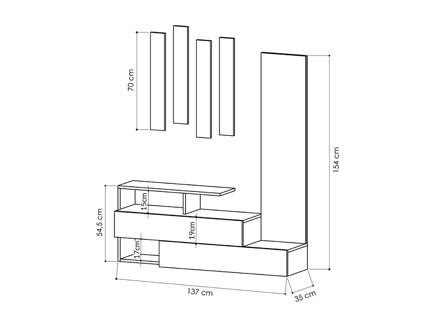 Meuble d'entrée bois-blanc et porte-manteaux RAMAR