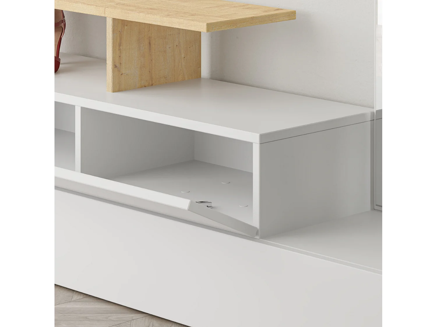 Meuble d'entrée bois-blanc et porte-manteaux RAMAR