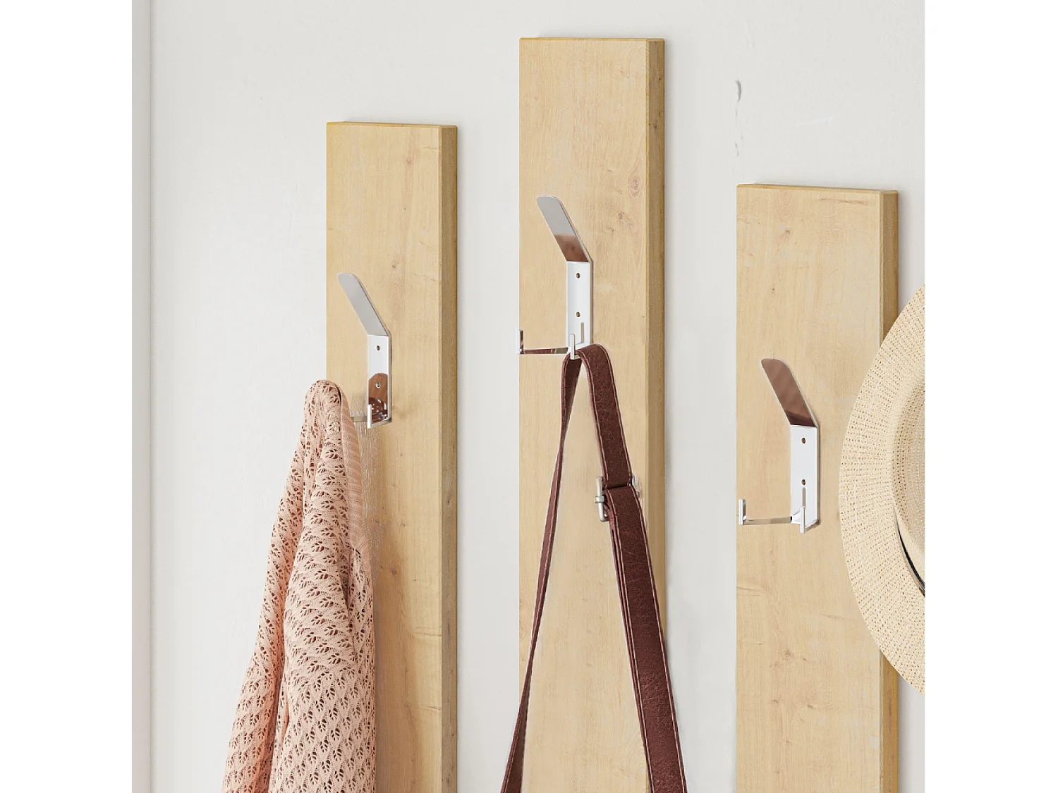 Meuble d'entrée bois-blanc et porte-manteaux RAMAR