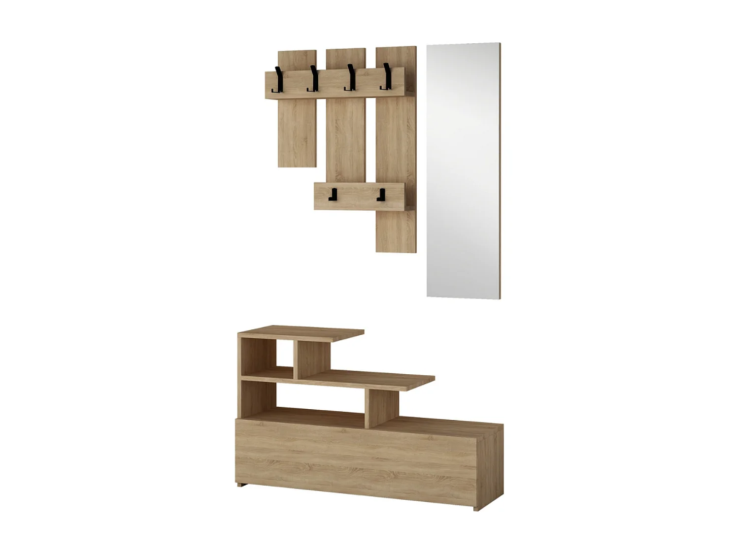 Cómoda blanca y madera de 4 cajones LODZ