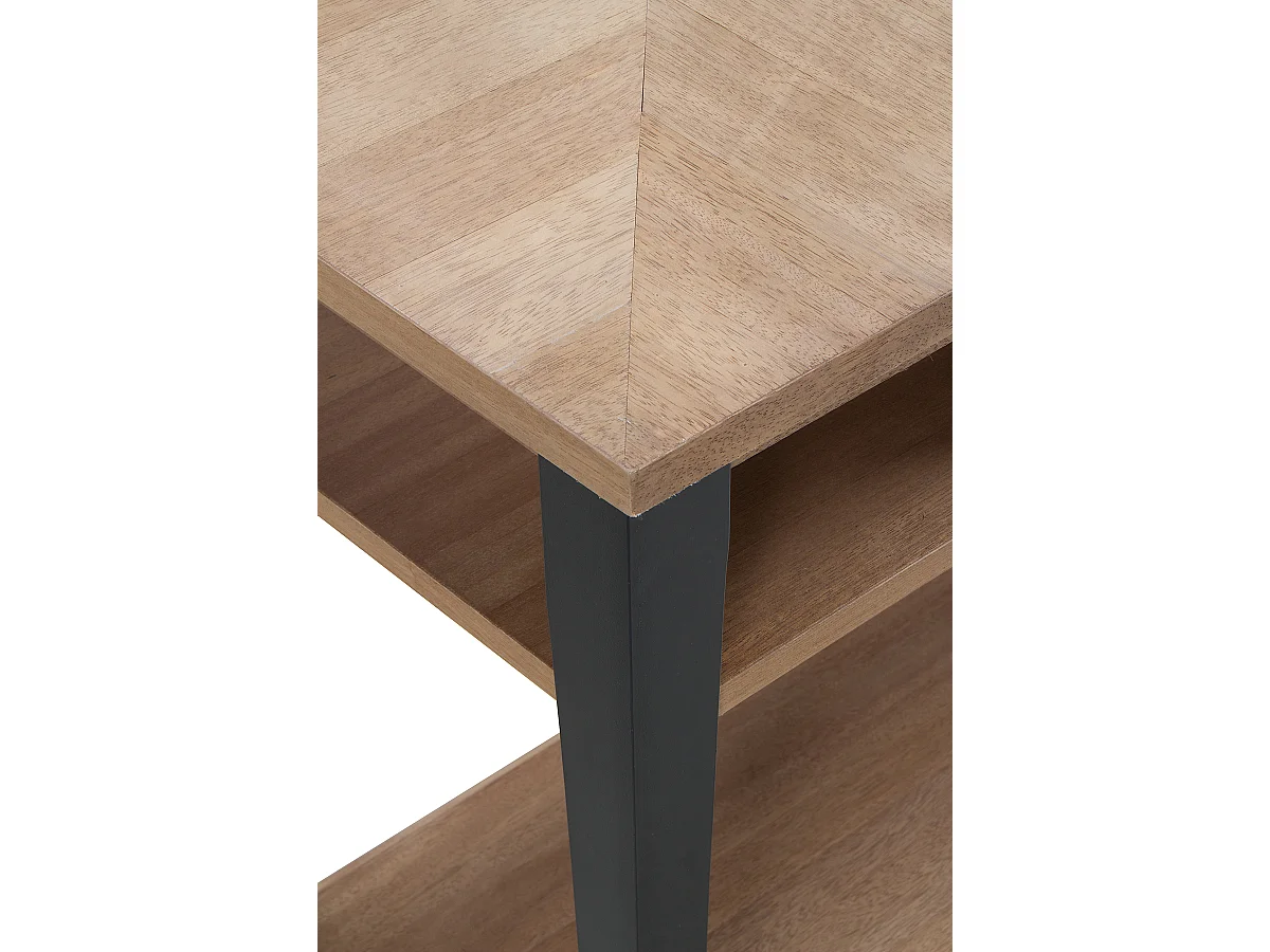 Eschenfurnierte Konsole mit Holzfronten. Recycelt mit Metallsockel