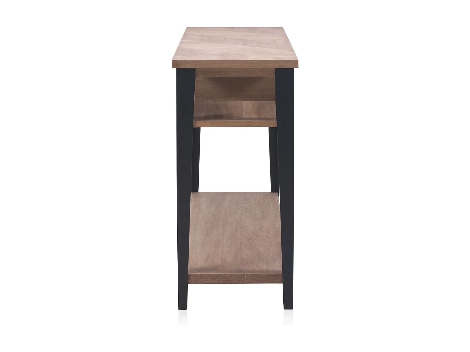 Eschenfurnierte Konsole mit Holzfronten. Recycelt mit Metallsockel