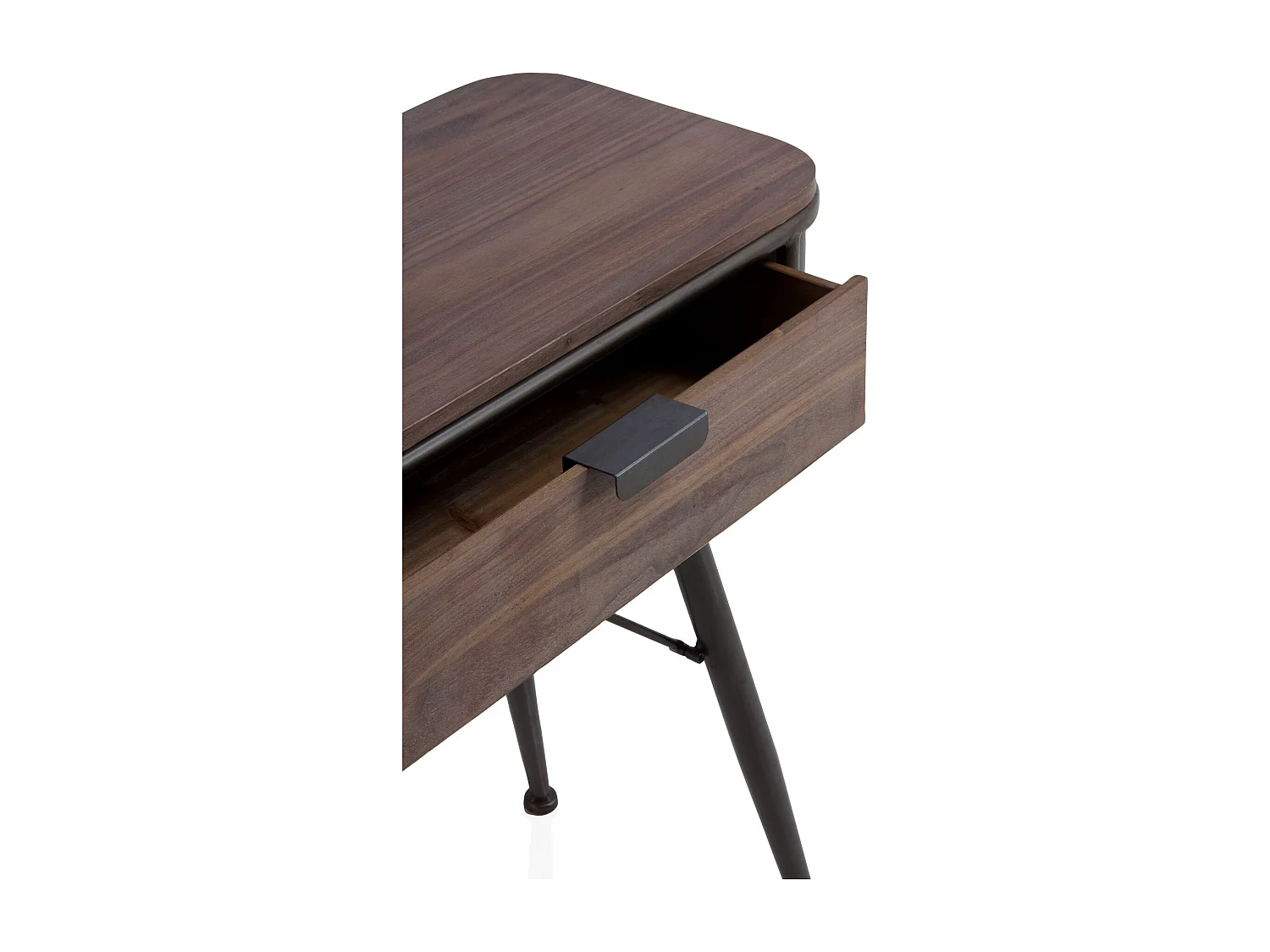 Console en métal avec plateau en bois et 2 tiroirs en bois