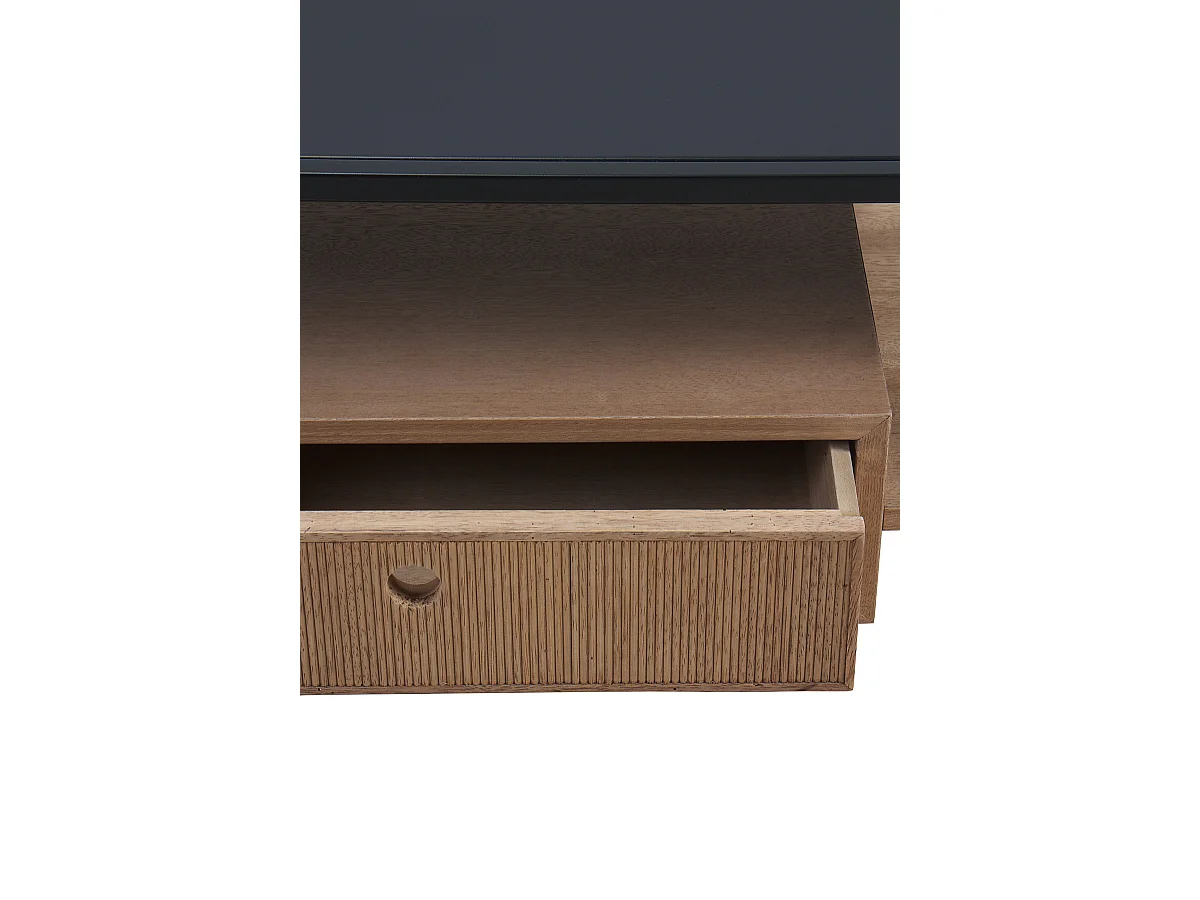 Konsolentisch aus Eschenholz mit Schublade und Metallstruktur