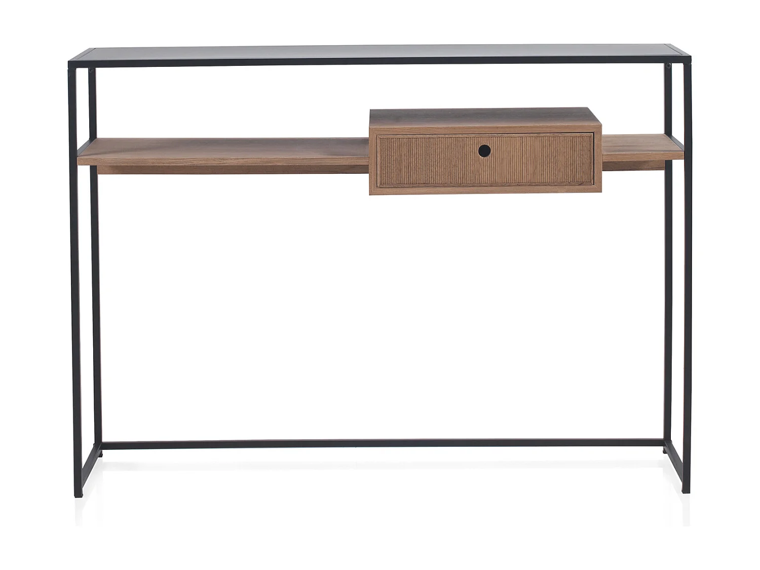 Konsolentisch aus Eschenholz mit Schublade und Metallstruktur