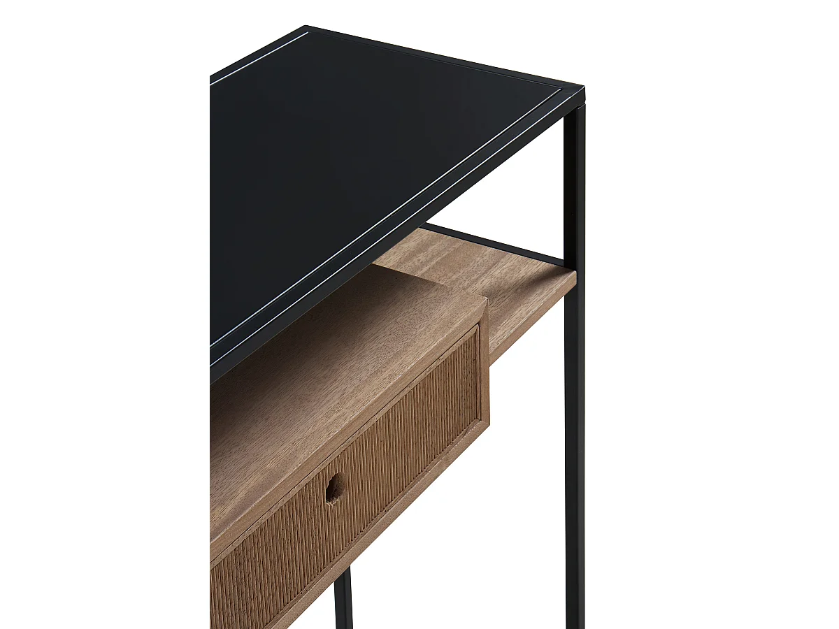 Konsolentisch aus Eschenholz mit Schublade und Metallstruktur