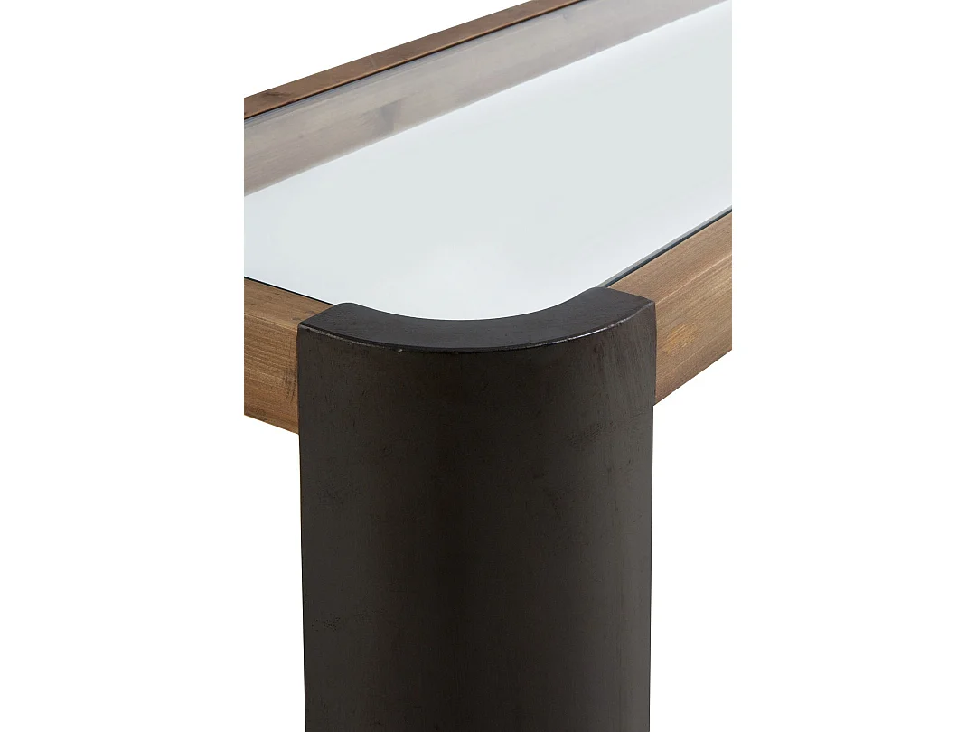 Konsole aus Metall mit Holz und Glas