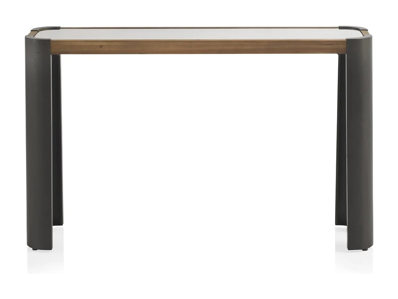 Konsole aus Metall mit Holz und Glas