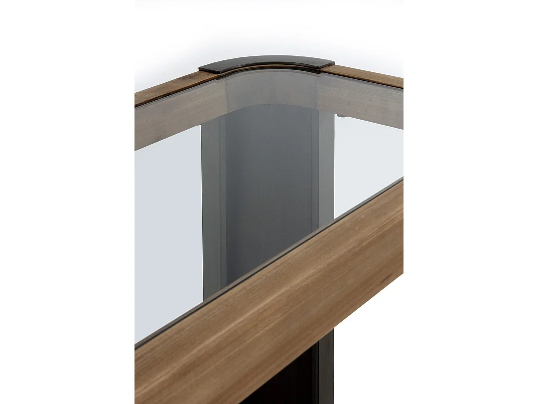 Konsole aus Metall mit Holz und Glas