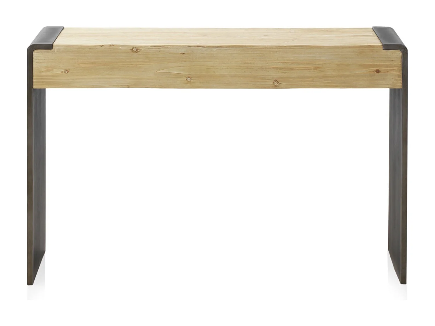 Consolle in legno di abete impiallacciato e fianchi metallizzati