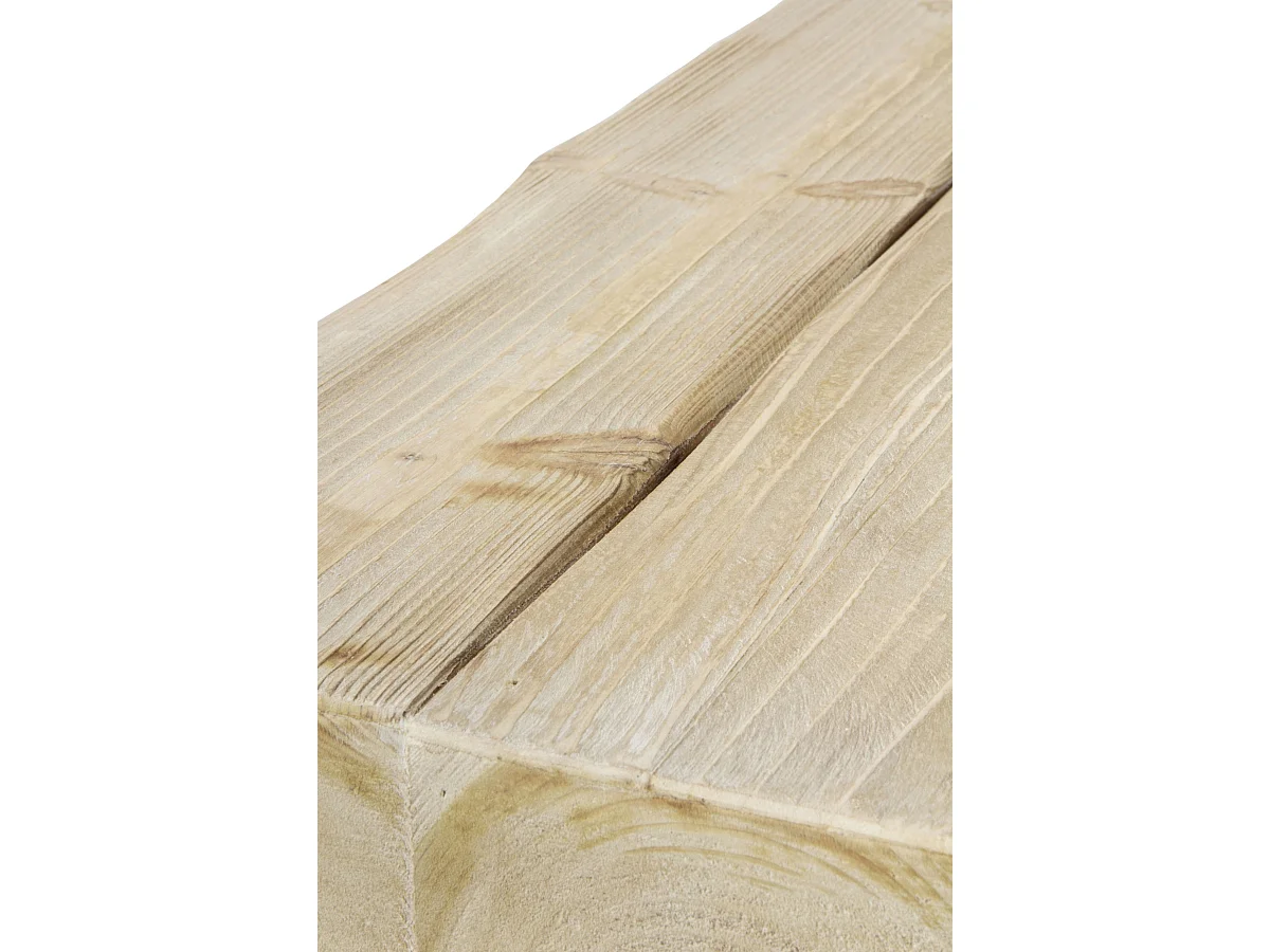 Table console plaquée en épicéa avec pieds laqués en métallique