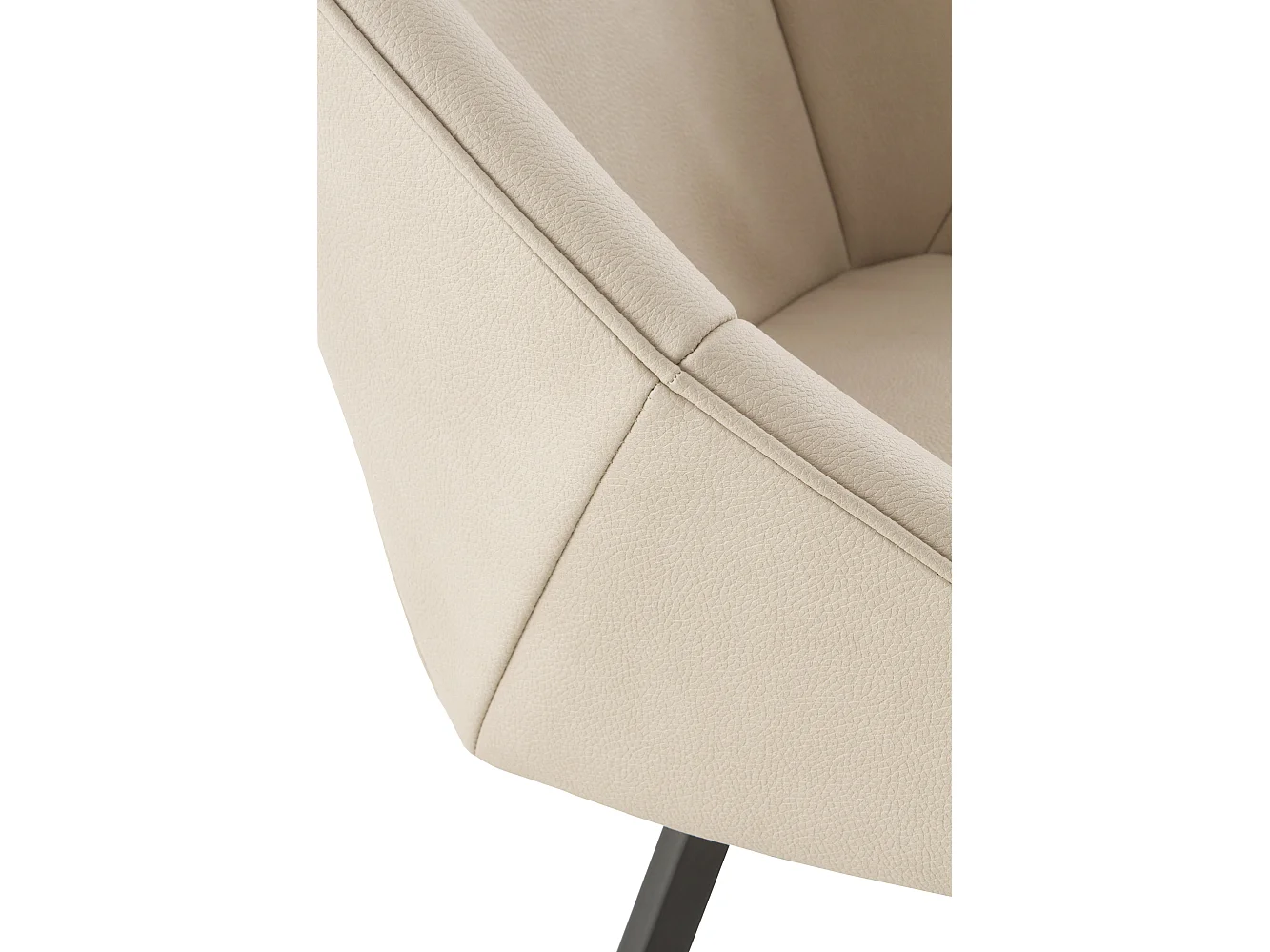 Set 4 poltrone imbottite beige con gambe in metallo nero