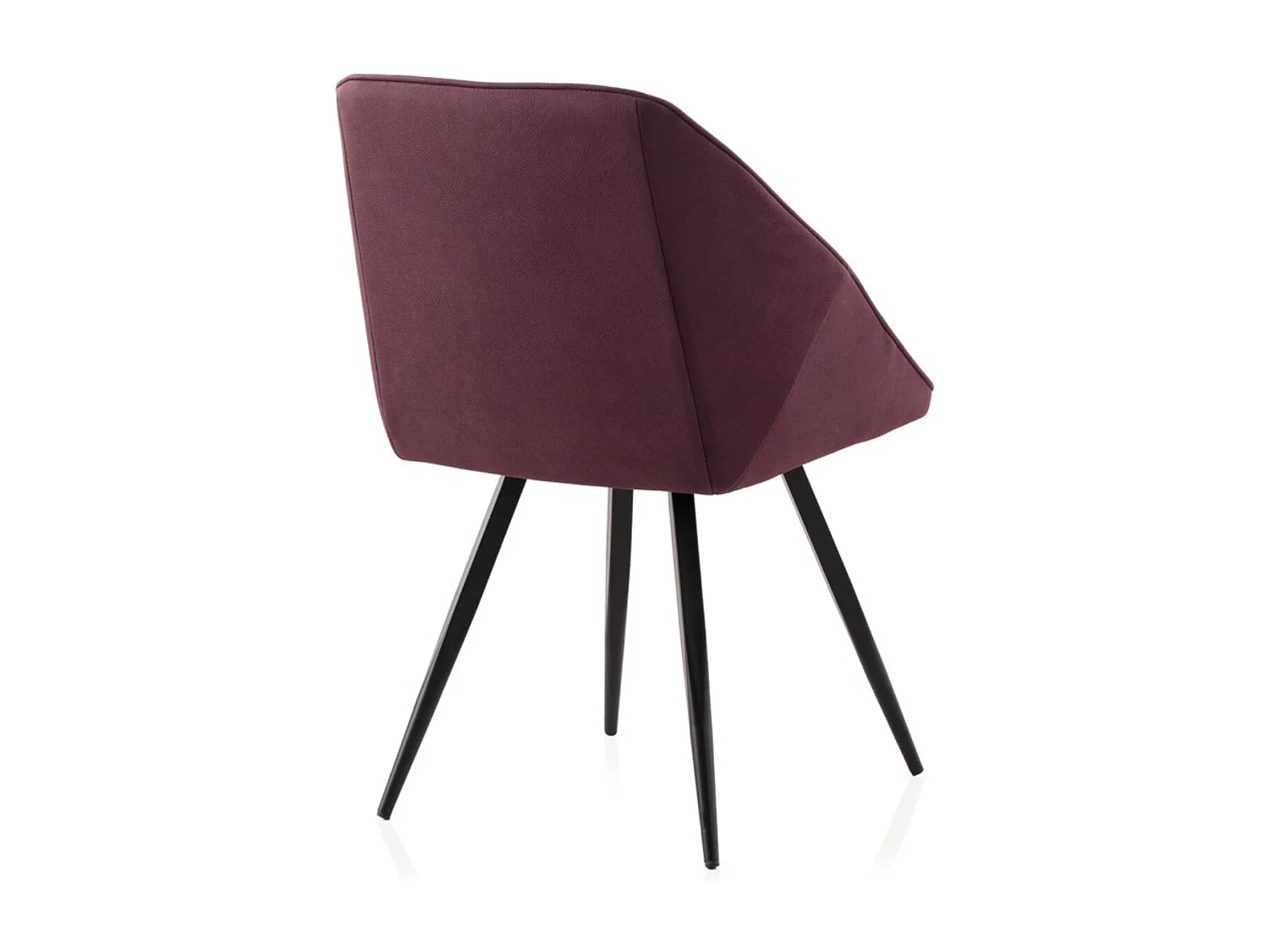 Set van 4 fauteuils in wit/bordeauxrood met zwarte metalen poten