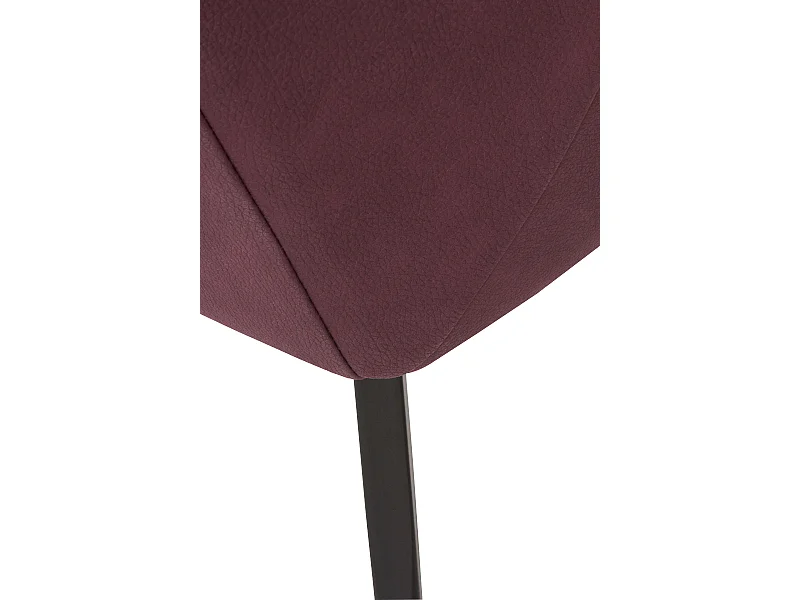 Set van 4 fauteuils in wit/bordeauxrood met zwarte metalen poten