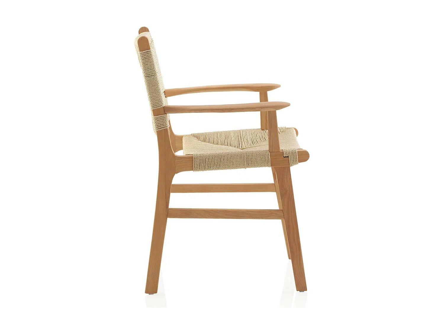 pack 4 sillones madera de hevea con asiento y respaldo trenzado