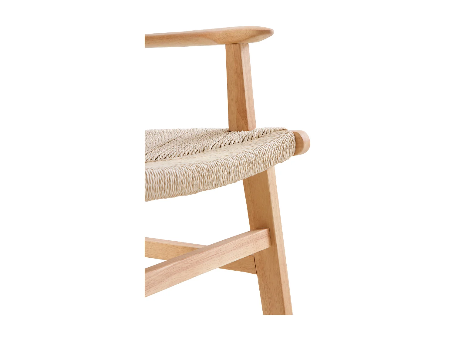 pack 4 sillones madera de hevea con asiento y respaldo trenzado