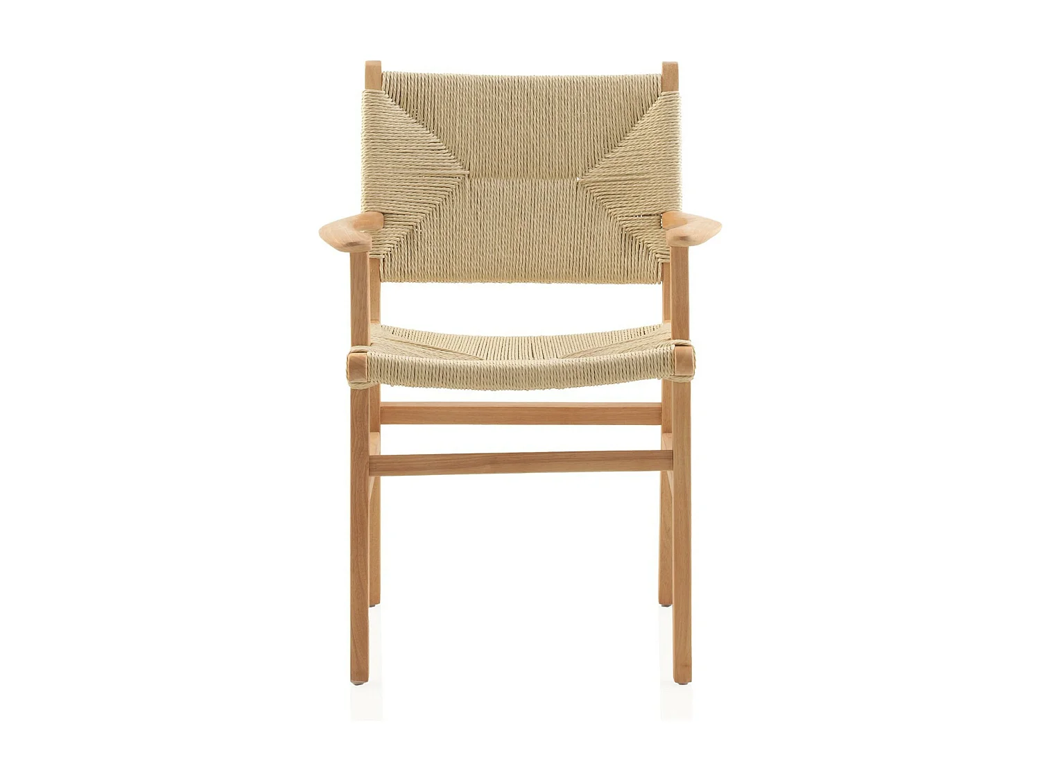 pack 4 sillones madera de hevea con asiento y respaldo trenzado