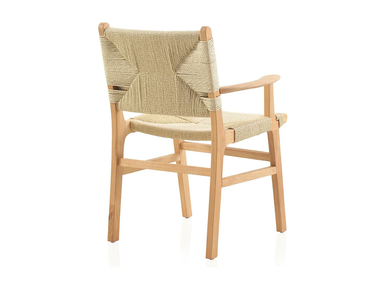 pack 4 sillones madera de hevea con asiento y respaldo trenzado