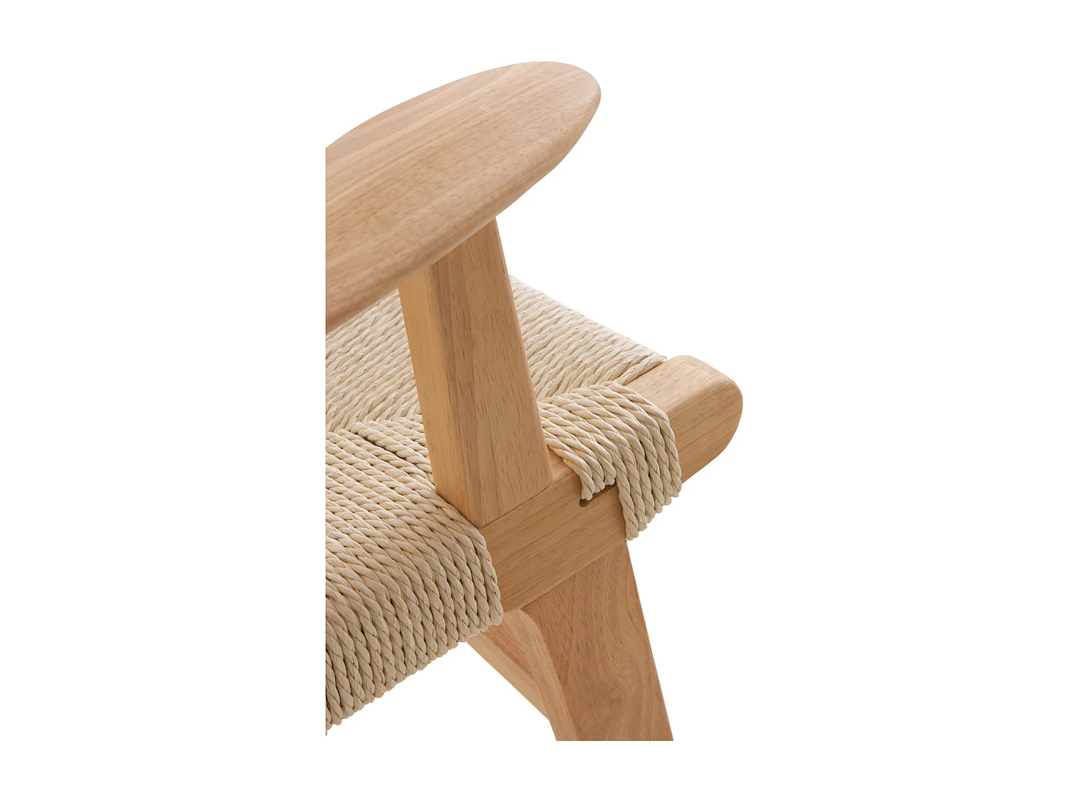 Set van 4 fauteuils van rubberhout met gevlochten zitting en rugleuning