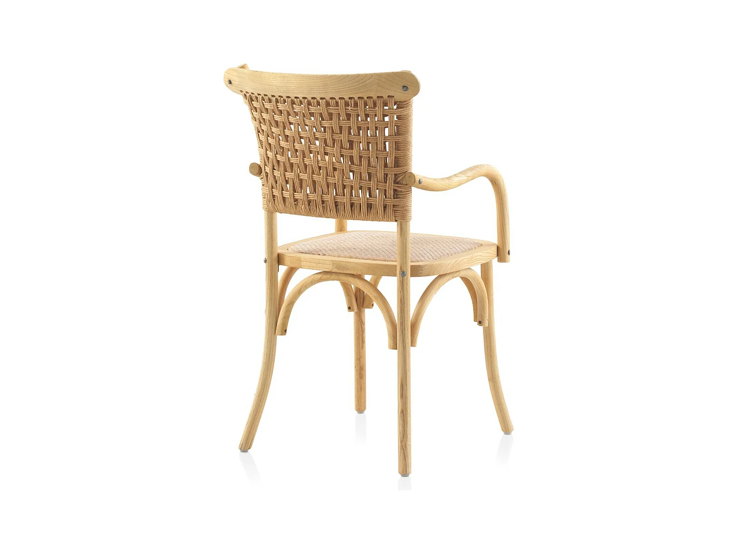 Set 4 sedie in legno di olmo con seduta e schienale intrecciati