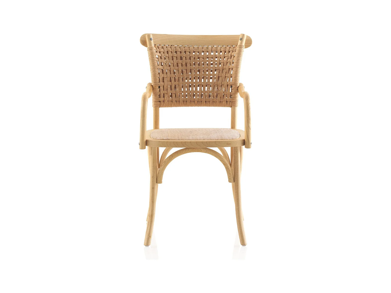 Set 4 sedie in legno di olmo con seduta e schienale intrecciati