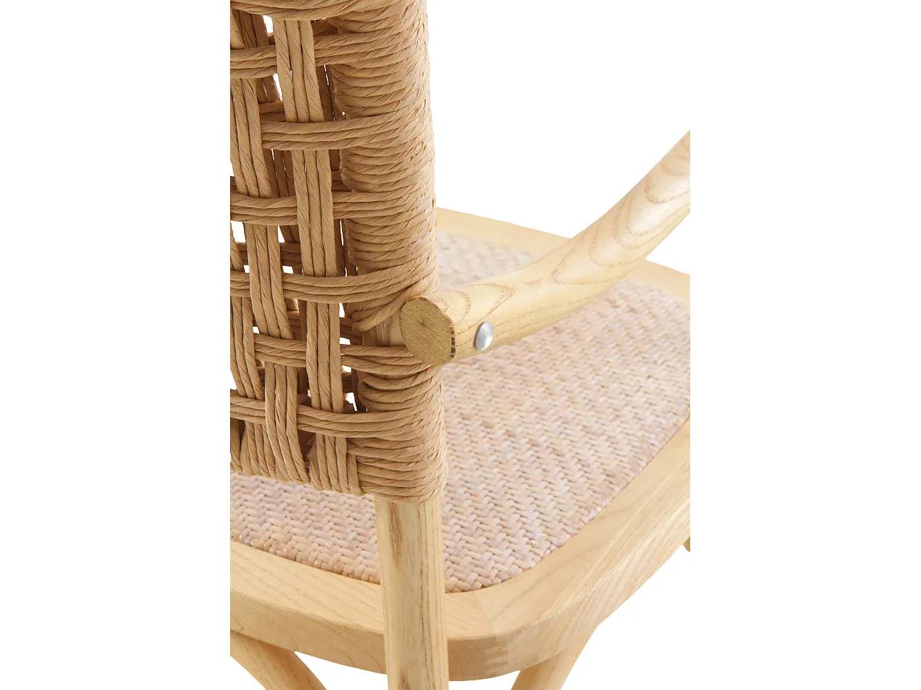 Set 4 sedie in legno di olmo con seduta e schienale intrecciati