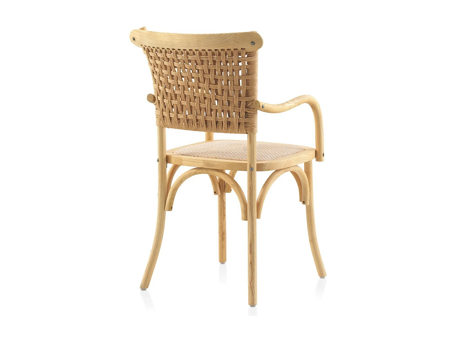 Set 4 sedie in legno di olmo con seduta e schienale intrecciati