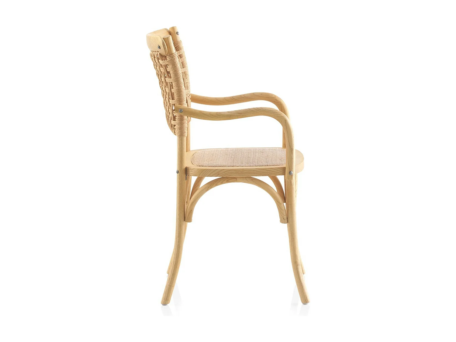 Set 4 sedie in legno di olmo con seduta e schienale intrecciati