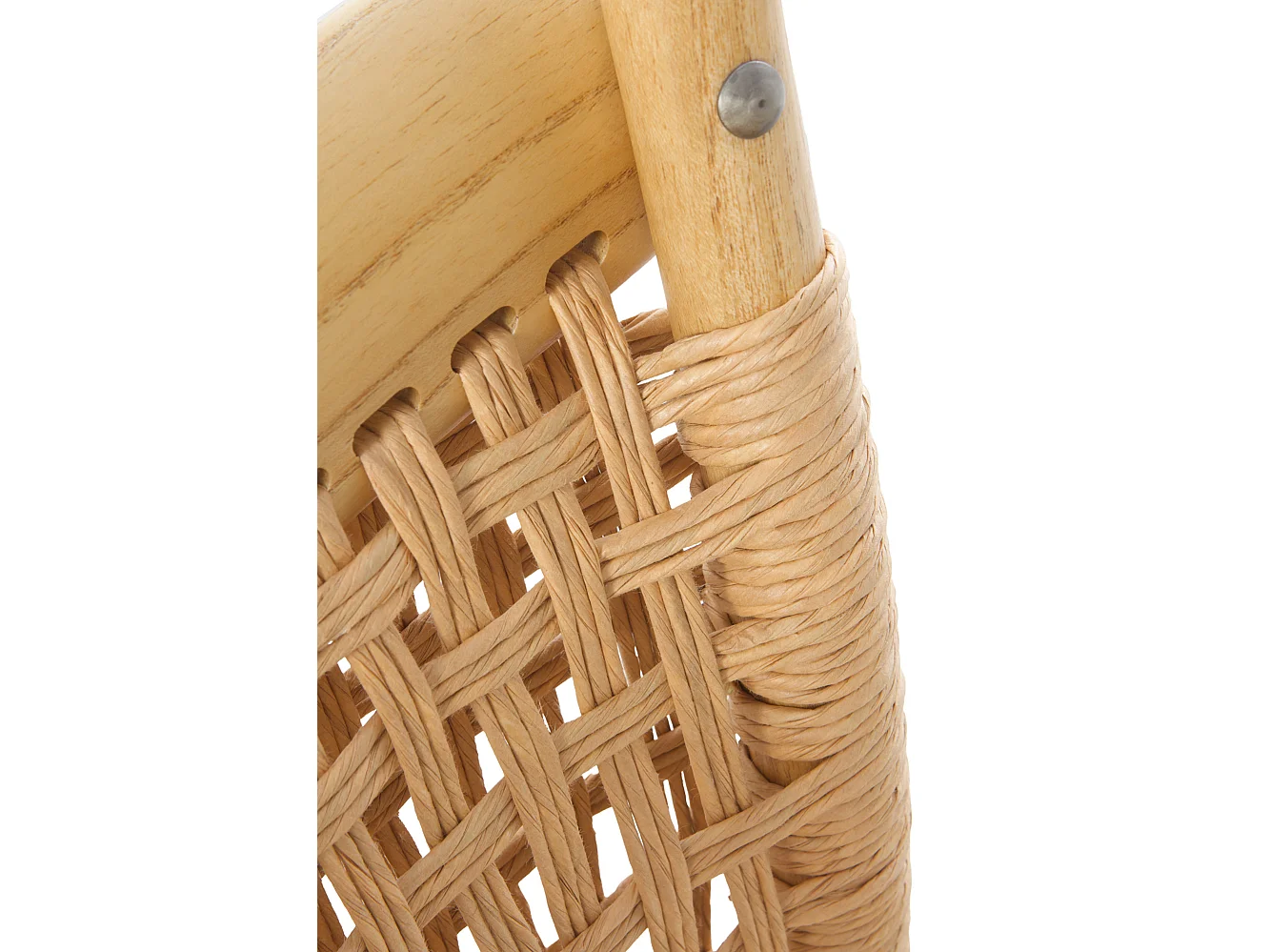 Set van 4 fauteuils van iepenhout met gevlochten zitting en rugleuning