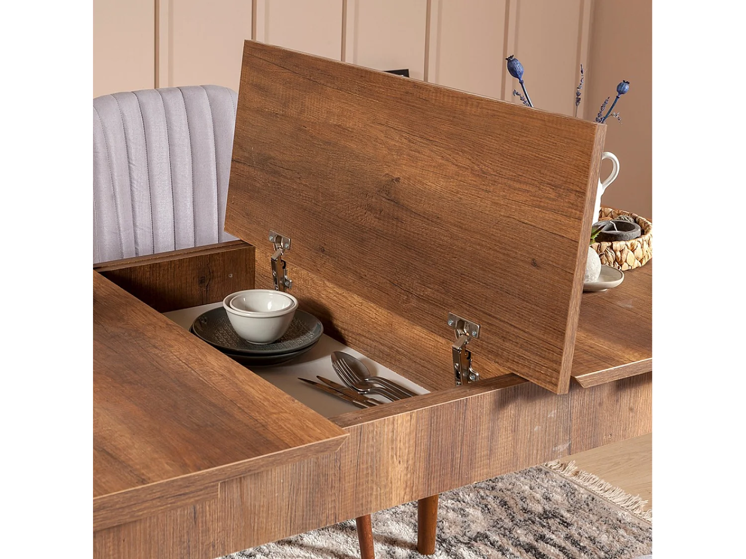 Table extensible bois foncé - Max 6 personnes DYNIA