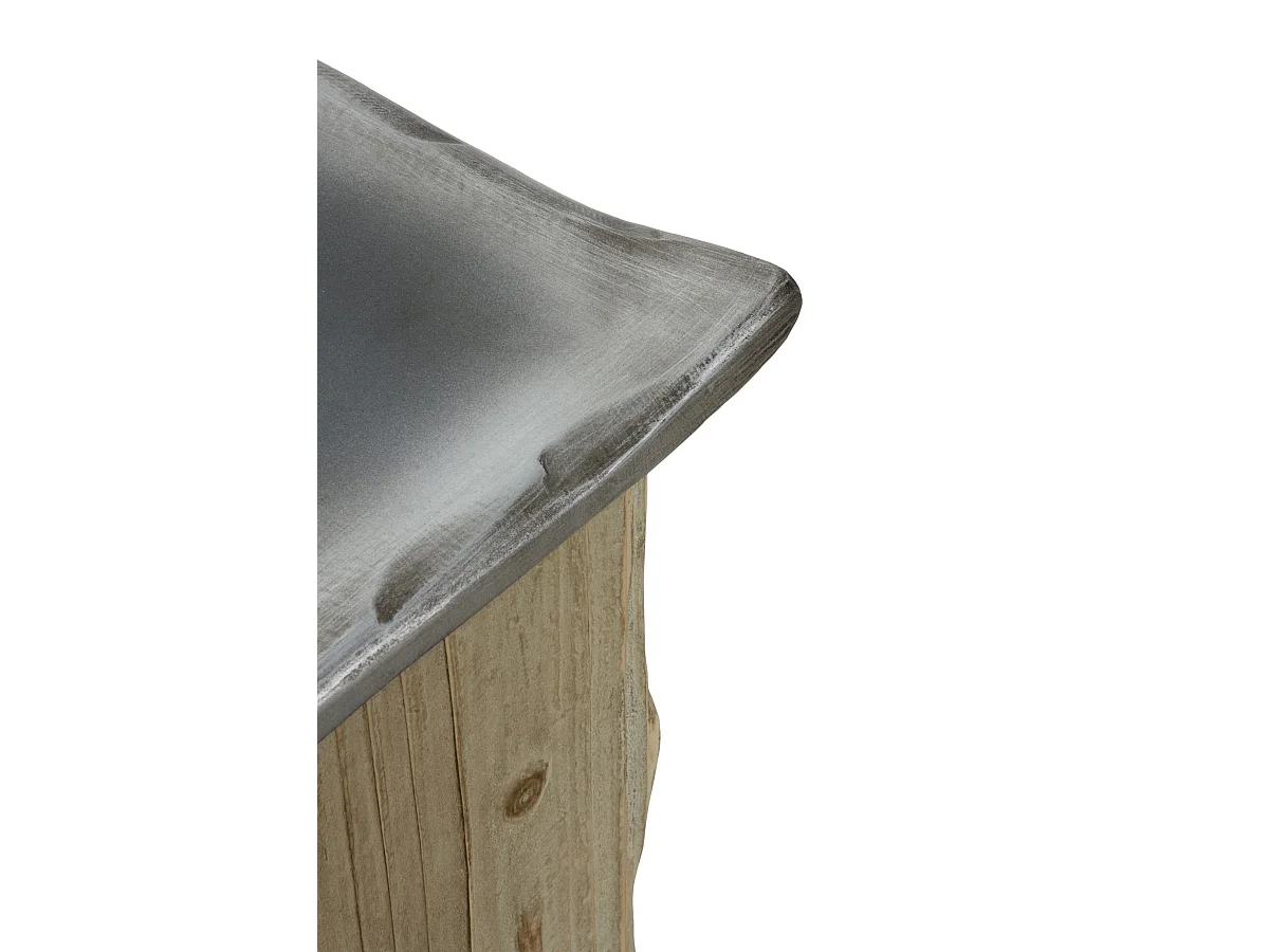 Tabouret avec assise laquée en couleur métallique et base en épicéa