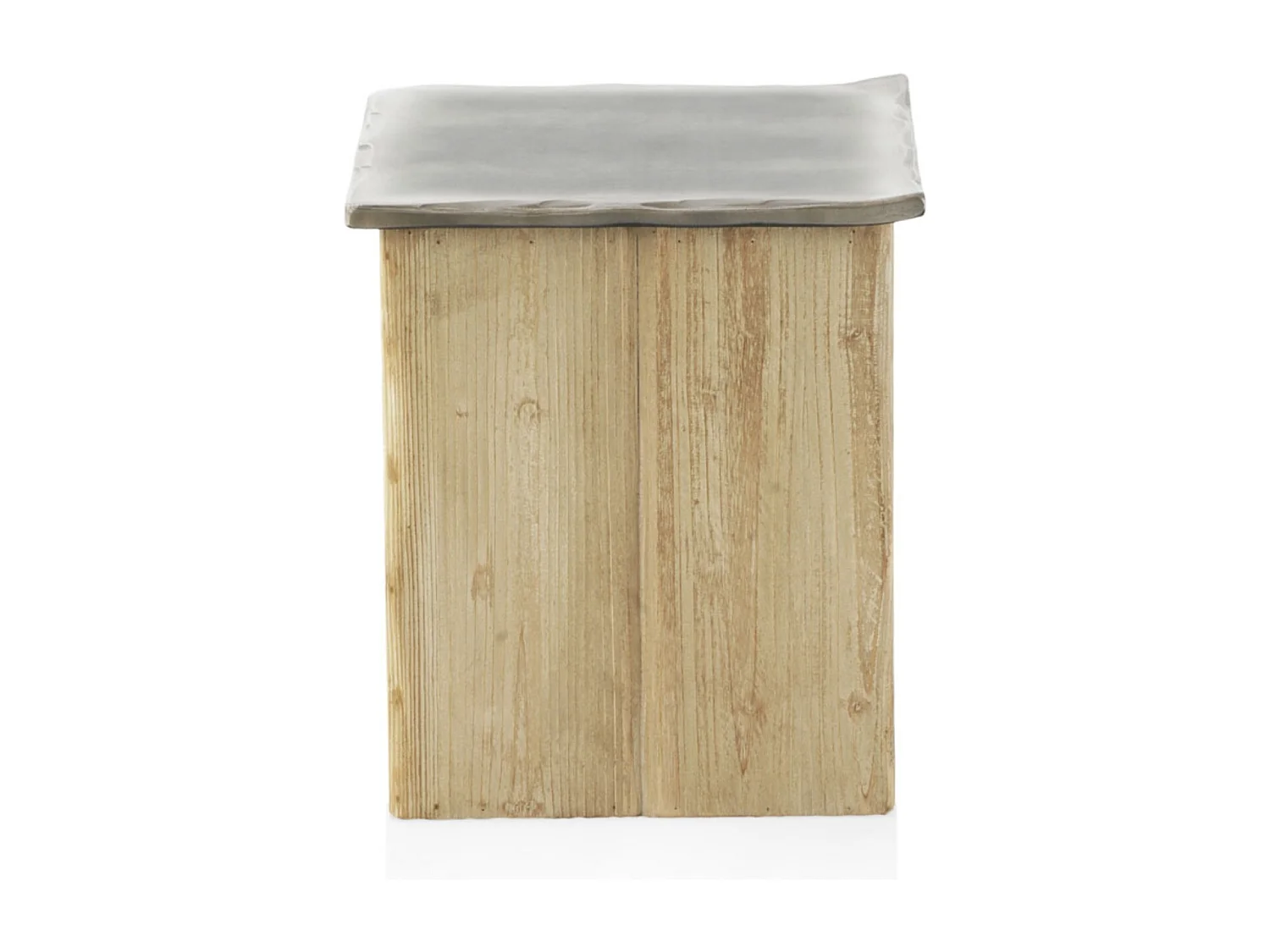 Sgabello con sedile laccato color metallo e base in abete rosso