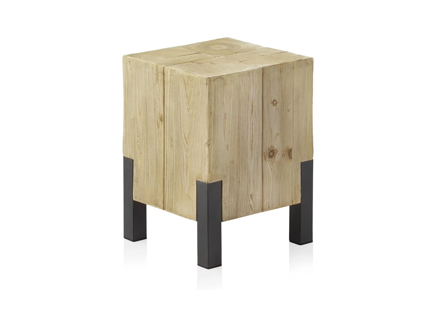 Tabouret en placage d'épicéa avec pieds laqués couleur métal