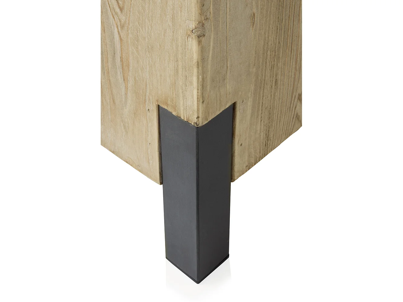 Kruk van vurenfineer met poten in metallic lak