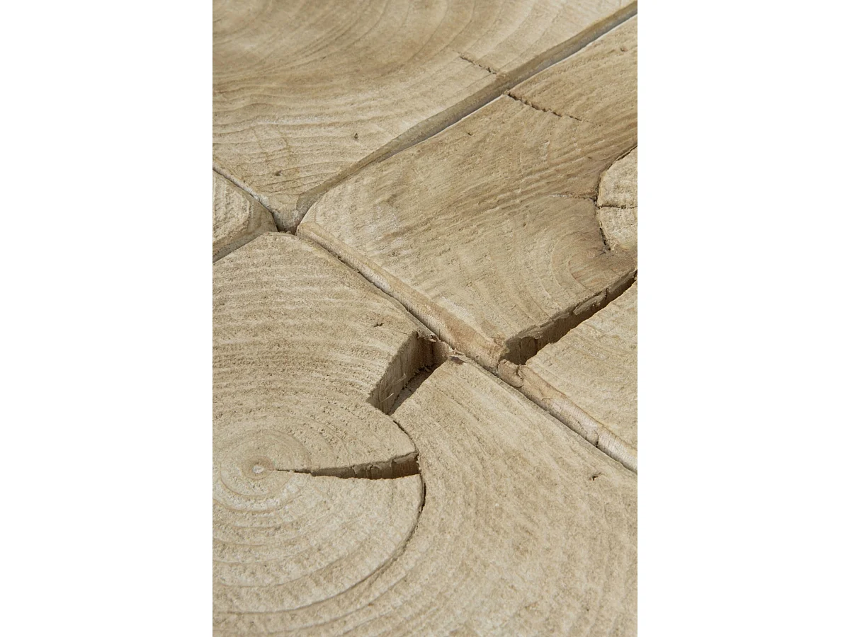 Hocker aus Fichtenfurnier mit metallisch lackiertem Sockel