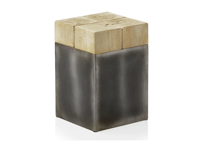 Tabouret en épicéa avec base laquée en couleur métallique