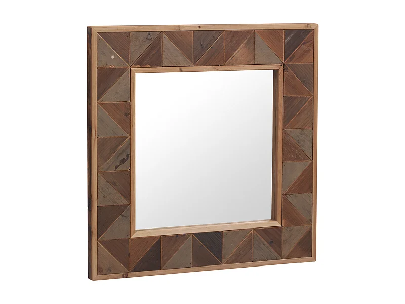 Quadratischer Spiegel aus recyceltem Holz