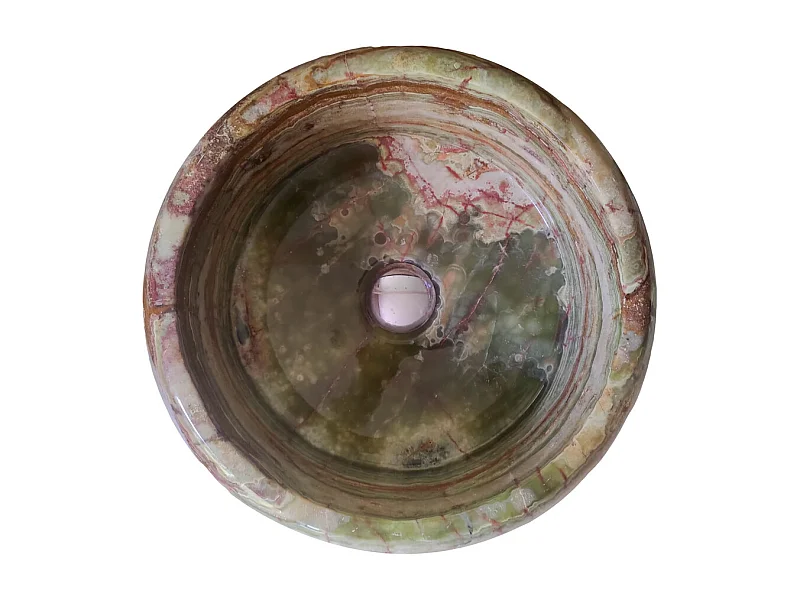 Lavabo redondo de piedra de ónix verde de alta calidad