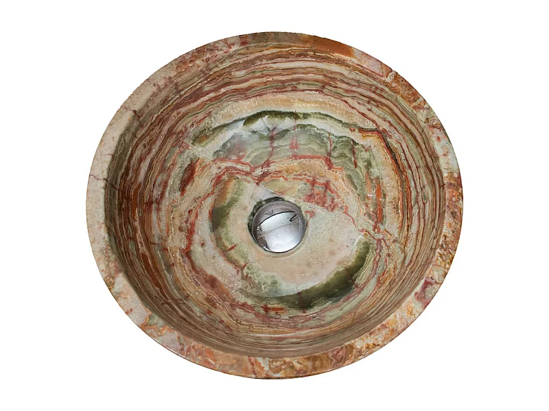 Lavabo de piedra de ónix verde redondo