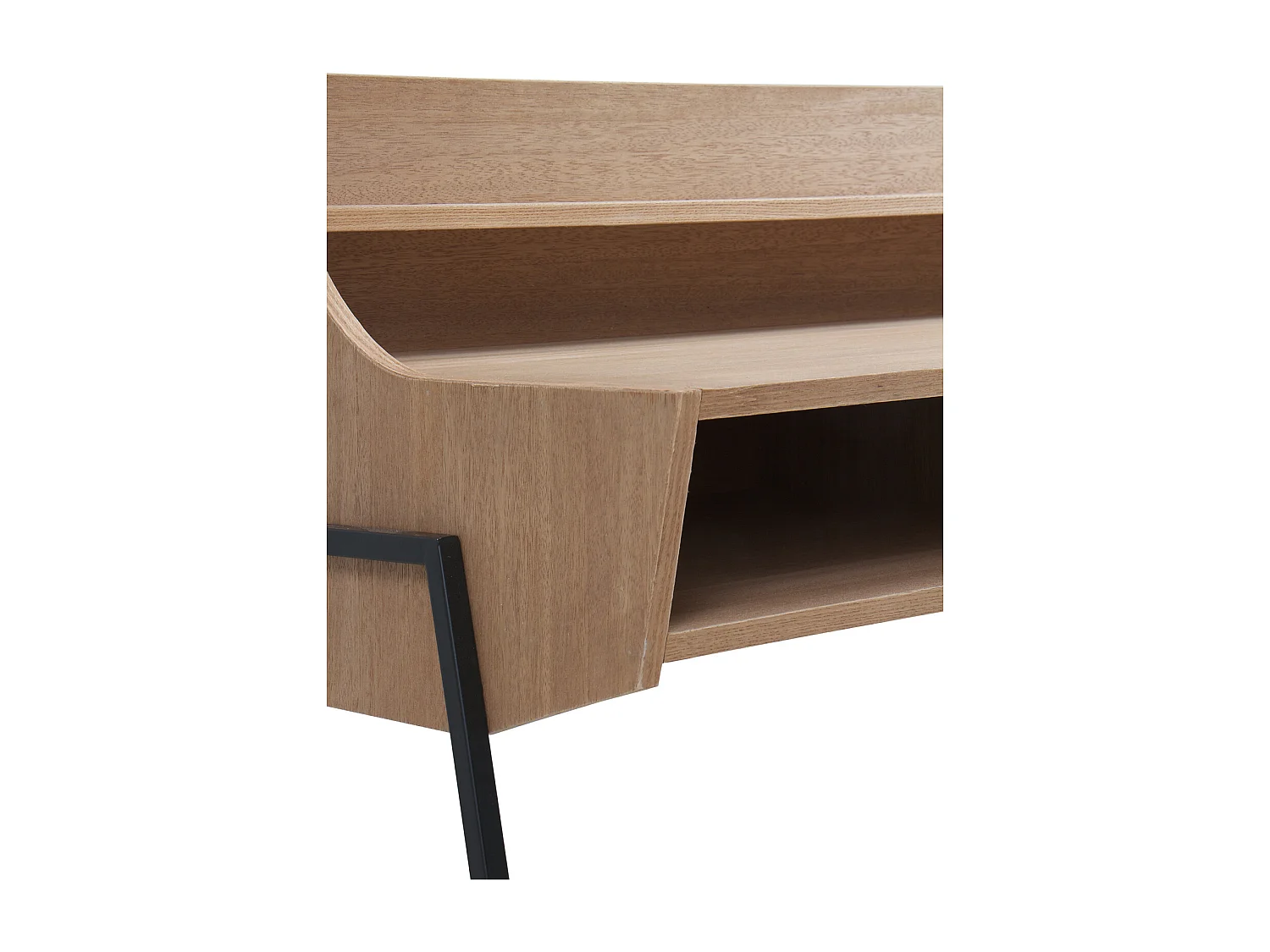 Scrivania in legno di frassino con cassetto e gambe in metallo